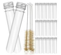 OSALADI 20pcs 45ml Sample Storage Tubes with Lids and 3pcs Straw Cleaning Brush Set for Kitchen, DIY Craft, and Laboratory Use