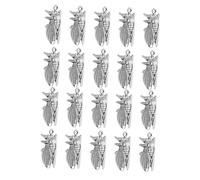 OSALADI 20pcs Retro Insect Pendant Metal Insect Pendants Vintage Jewelry Antique Jewelry Charms Necklace Charms Cicada Making Nature Silver Alloy