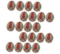 OSALADI 20pcs Tibetan Buddhist Spacer Beads Handmade Brass Inlaid Turquoise for DIY Jewelry Making for Bracelets and Necklaces for Crafting and Meditation