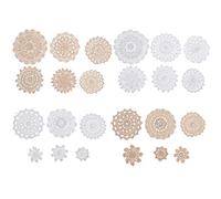 OSALADI 24pcs Hand Crocheted Cotton Appliques Lace Flower Embellishments for DIY Crafts Scrapbooking Headbands and Wreaths Premium Quality Hollow Out Design