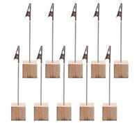 OSALADI 25Pcs Wooden Memo Note Holder Clips with Cube Base, Table Card and Name Place Holders for Office Desk, Photo and Menu Display Stand for Workspace Organization