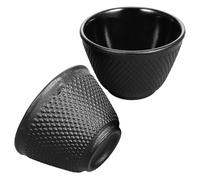 OSALADI 2pcs 120ml Cast Iron Tea Cups Set Chinese Asian Kung Fu Teaware Water Mugs Retro Rice Pattern Suitable for Home and Restaurant Use