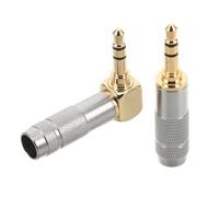OSALADI 2pcs 3.5mm Stereo Plug Gold Plated Solder Connector for DIY Audio | Right Angle and Straight Designs, Copper Metal Casing, Trs Three Conductor Support, Black Finish
