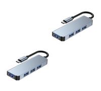 OSALADI 2pcs 4 4-port Usb Hub Aluminum Alloy Oxide Frosted Material Multi-function Hub for Notebook High-speed Usb 3.1 -c Adapter