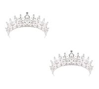 OSALADI 2pcs Baroque Rhinestone Wedding Crowns for Women Thick Silver and White Diamond Hair Accessories for Bridal Halloween Costume Party Prom and Birthday Celebration
