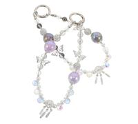 OSALADI 2pcs Beaded Butterfly Phone Charm Strap with Crystal Beads Handmade Lightweight Wrist Lanyard Keyring for Phone Purse Keys Stylish Feminine Accessory