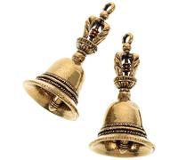 OSALADI 2pcs Brass Hanging Bells Key Ring Pendants Retro Tibetan Buddhism Bell Ornaments Vintage Copper Figurines for Home Décor and Meditation Accessories