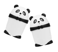 OSALADI 2pcs Cartoon Panda Trash Can with Lid, Cute Mini Desktop Waste Bin for Bedroom Kitchen Office, Plastic Multifunctional Rubbish Container with Flip-top Cover