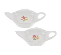 OSALADI 2pcs Ceramic Tea Bag Holder Coasters Teapot Shape Delicate Tea Bag Storage Tray Household Organizer for Afternoon