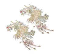 OSALADI 2Pcs Chinese Style Bird Animal Embroidery Patches Applique for Clothing DIY Craft Decoration Detailed Peacock Design for Jackets Bags Pillows and Textile Accessories
