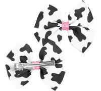 OSALADI 2pcs Cow Print Fabric Bowknot Hair Clips, Cute Small Hair Accessories, Spotty Pattern Barrettes Suitable for Parties and Everyday Wear