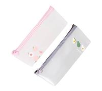 OSALADI 2pcs Creative Pencil Case Fruit Pattern Pen Pouch for Stationery Organization Lightweight Zippered Storage Container for Students Peach Avocado Pink Light Grey