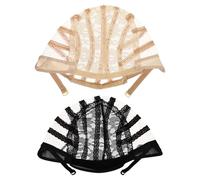 OSALADI 2pcs Elastic Breathable Mesh Wig Caps with Adjustable Net Base for Adult Hair Care, Black and Skin Tone Lace Front Wig Accessories