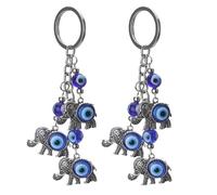 OSALADI 2pcs Elephant Key Rings Evil Eye Design, Zinc Alloy Bag Hanging Pendants, Decorative and Elegant Keychains Suitable for Employee Welfare and Travel Commemoration