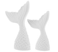 OSALADI 2pcs Gypsum Fish Tail Statue Craft for Coastal Centerpiece Decorative Photography Props Nautical Fish Tails Figurine for Home Ocean Decorations