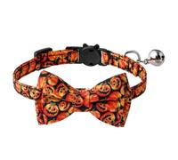 OSALADI 2pcs Halloween Pumpkin Cat Dog Collar with Bell Pet Necklace for Party Costumes Cute Bat Ghost Pattern Accessories for Cats and Dogs