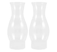 OSALADI 2pcs Hand Blown Glass Chimney for Oil Lamp, Antique Kerosene Lamp Shade Replacement, Long Retro Glass Lampshade for Vintage Lanterns and Home Decor