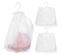 OSALADI 2pcs Hanging Mesh Storage Bags, White Breathable Kitchen Bathroom Organizer Nets with Hooks, Multipurpose Fruit, Vegetable Laundry Hanging Pouches for Home Storage