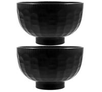 OSALADI 2pcs Japanese Style Miso Soup Bowls Set Black Tortoise Shell Pattern Small Rice Bowls Unbreakable for Sushi and Soup Serving