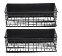 OSALADI 2pcs Large Black Magnetic Kitchen Storage Boxes Magnetic Spice Rack Organizer for Refrigerator Side, Kitchen and Washing Machine Shelf for Home Storage and Fridge Organization