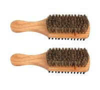 OSALADI 2pcs Men’s Medium Double-sided Boar Bristle Beard Grooming Brush for Styling and Hair Cleaning, Wooden Handle Beard Straightener Tool for Mustache and Facial Hair Care