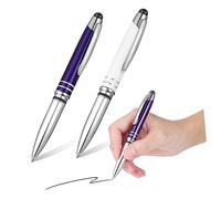 OSALADI 2pcs Metal Ballpoint Pen with Stylus Tip and LED Flashlight Comfortable to Use Touch Screen Pen for Painting and Office with Clip