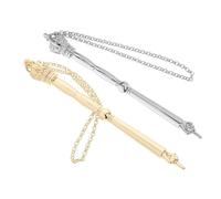 OSALADI 2pcs Metal Torah Pointer with Crown Head Design Jewish Bible Reading Tool with Chain for Precise Scripture Study and Bar Mitzvah