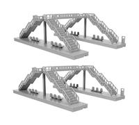 OSALADI 2pcs Mini Footbridge Model Grey Plastic Railway Pedestrian Bridge for Sand Table Building DIY Craft Construction Model Train Scenery Accessory