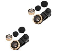 OSALADI 2pcs Mobile Phone Lens Super Wide Angle Macro and Fisheye Clip Lens Golden Easy to Install Design