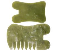 OSALADI 2pcs Natural Jade Gua Sha Face Massage Board Set, 5.3x7.2cm 9.2x6.1cm Jade Stone Scraping Tool for Facial and Body Muscle Massage, Skin Care Tool for Beauty and Relaxation