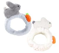 OSALADI 2pcs Plush Rabbit Makeup Headbands for Women, Soft Fluffy Face Wash Hairbands with Cartoon Bunny Design, Spa Headbands for Washing Face and Skincare, White and Blue
