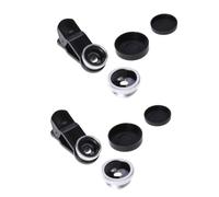 OSALADI 2pcs Professional Clip Lens Kit Wide Angle Fisheye Macro Lens for Smartphones Total Compatibility Silver