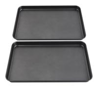 OSALADI 2pcs Rectangular Nonstick Carbon Steel Baking Tray Set 25.5x17.9x2.5cm for Oven Cookie Cake Pizza Supplies Multi-Function Kitchen Serving Pan