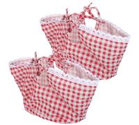 OSALADI 2PCS Red Plaid Wicker Picnic Basket Liners Reusable Breathable Fabric Cloth Inserts for Oval Covered Basket 26x18x15cm Replacement Storage and Decorative Covers for Outdoor Use