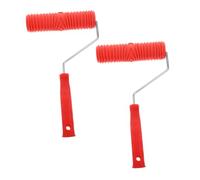OSALADI 2pcs Red Silicone Texture Roller with Ergonomic Handle for DIY Wall Embossed Pattern Painting Tool Grain Design for Living Bedroom Ceiling Decoration
