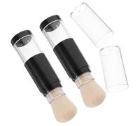 OSALADI 2Pcs Refillable Powder Brush and Dense Foundation Brush Set with Press Dispensing Bottle, Portable Blush Applicator for Travel Makeup and Loose Powder Application