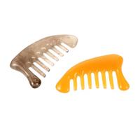OSALADI 2pcs Resin Gua Sha Scraping Massage Comb with Smooth Texture for Safe Head and Neck Massage, Traditional Yellow and Coffee Colour Scraping Tool for Relaxation and Stress Relief