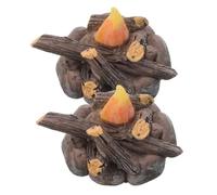 OSALADI 2pcs Resin Miniature Bonfire Model for DIY Micro Landscape Smokeless Fake Campfire Decoration for Party Gardening Dollhouse Accessories