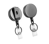 OSALADI 2pcs Retractable Metal Badge Clips with PVC Straps Id Badge Reel Holders for Easy Attachment to Shirts Belts and More for Nurses Teachers Students and Event Attendees Black