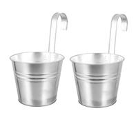 OSALADI 2pcs Retro Iron Sheet Hanging Flower Buckets with Hook, 10cm Diameter Mini Pendant Planters for Garden and Home Decor, Small Decorative Tin Flowerpots for Balcony and Patio