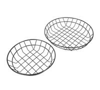 OSALADI 2pcs Snack Serving Basket Set Black Small round Basket and Large for Fried Chicken Fries Bread Popcorn Suitable for Restaurant Home Dining and Air Fryer Use