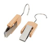 OSALADI 2pcs Solid Wood Clothes Hanger Clips with Nickel Plated 10cm Round Hooks, Multipurpose Coat and Hat Clips for Home Storage and Closet Organization