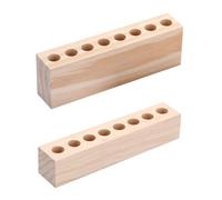 OSALADI 2pcs Solid Wood Desktop Cosmetics Organizer Set with Multi-grid Lipstick and Makeup Brush Storage Rack for Home Vanity and Beauty Accessories Display