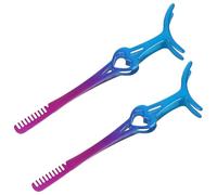 OSALADI 2pcs Stainless Steel Eyelash Tweezers with Comb, Angled Eyelash Clamp Beauty Tool for False Lash Application, Professional Eye Lash Tweezers for Women and Men