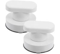 OSALADI 2pcs Suction Grip Bathroom Glass Door Handle, Abs Suction Cup Handle, White, No-Drill Antislip Pull for Glass Doors and Toilet Lids, Bathroom and Kitchen Use