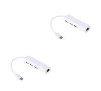 OSALADI 2pcs Type-c Ethernet Adapter with Usb Hub Stable Lan Network Connector for Plus Note Usb Port Expander for Mice Keyboards and Data Transfer
