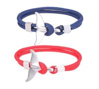 OSALADI 2pcs Whale Tail Wrist Band Charm Nautical Survival Rope Chain Paracord Bracelet Lifelike Design Creative Polyester Alloy Metal Hook Long Time Use Wrap Men Women Dress up Jeans Or