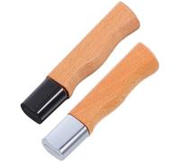 OSALADI 2pcs Wooden Cutter Handle Replacement with Anti-Slip Beech Wood Grip, Large Size Handles in Silver and Black Bird’s Beak Design, Kitchen Cutter Parts for Professional