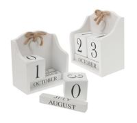 OSALADI 2pcs Wooden Perpetual Block Calendar Vintage Desk Decorative Calendar for Home Office with Reusable Date Month Display Blocks Easy Manual Adjustment Sustainable Craftsmanship