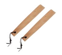 OSALADI 2pcs Wooden Shoe Horns with Cowhide Hanging Rope 26cm Khaki Shoe Wearing Auxiliary Tool with Rational Bending Radian